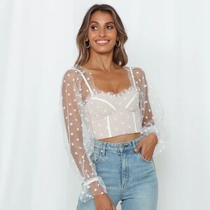 Hello Molly Polka Dot Sheer Sleeve Bustier